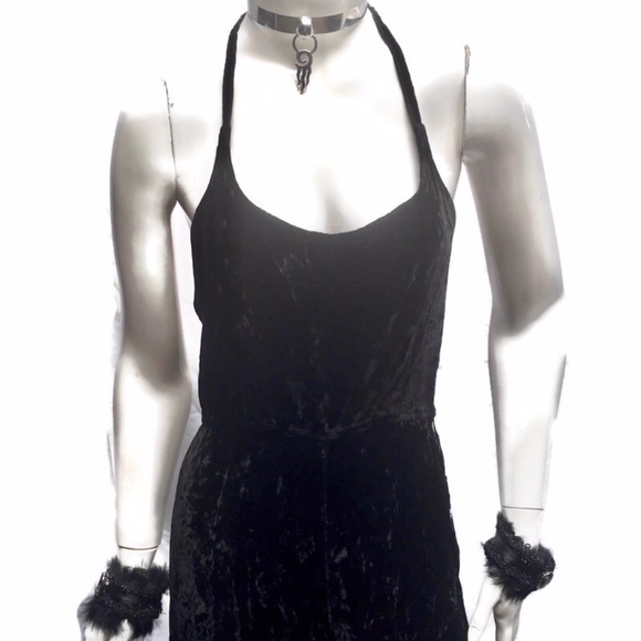 SOLD Vtg 90s Beth Schaeffer velvet slip maxi halter dress fairy grunge goth - Picture 3 of 5